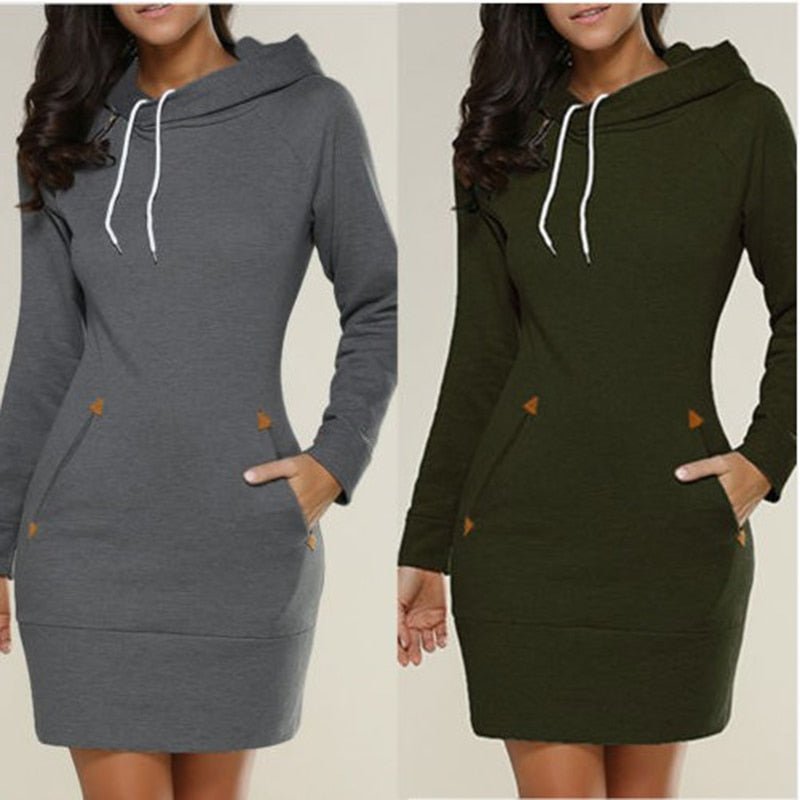 Bequemes Lässiges Hoodie-Kleid Für Dich Mit Kapuze