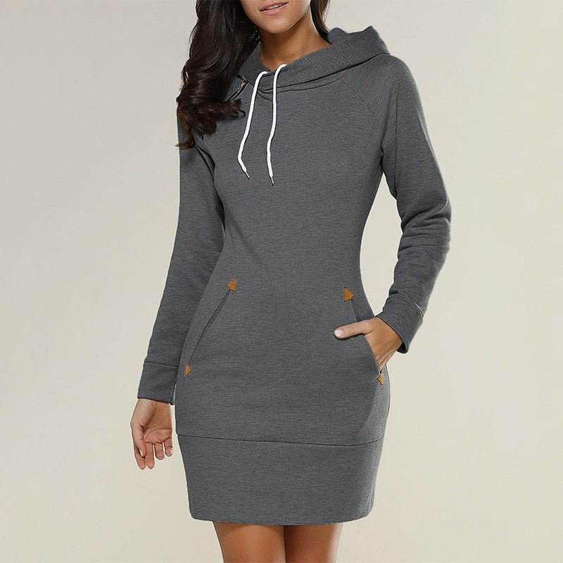 Bequemes Lässiges Hoodie-Kleid Für Dich Mit Kapuze