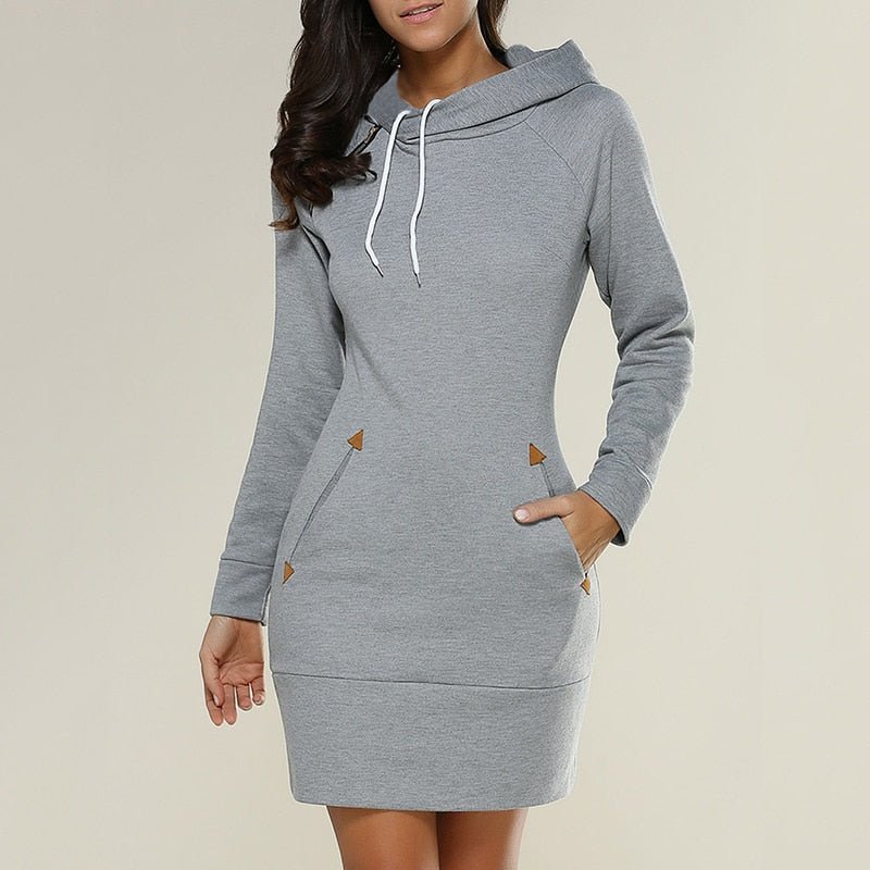 Bequemes Lässiges Hoodie-Kleid Für Dich Mit Kapuze