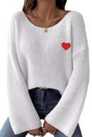 Hanna – Minimalistischer Basic-Pullover mit langen Ärmeln und Herzen