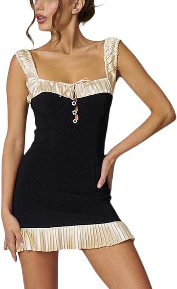 Elegantes Emma- Minikleid für Frauen mit Trägern und Falten