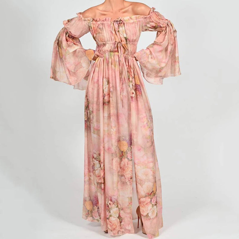 Elegantes Anneliese - Schulterfreies Maxikleid aus Chiffon