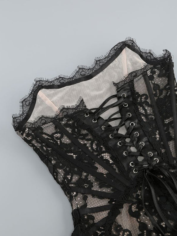Elegantes Emma -Elegance Spitze Korsett Minikleid für Damen