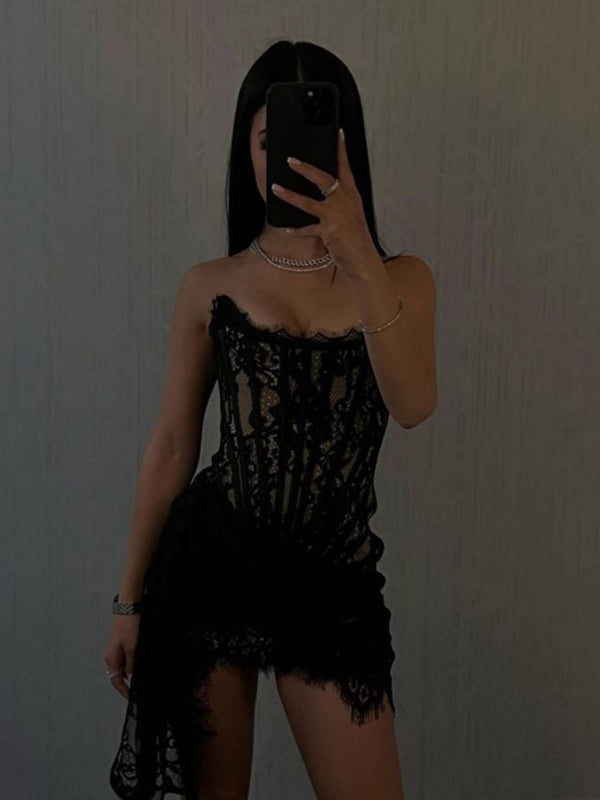 Elegantes Emma -Elegance Spitze Korsett Minikleid für Damen