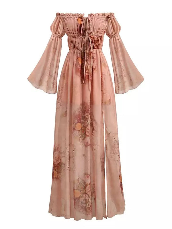 Elegantes Anneliese - Schulterfreies Maxikleid aus Chiffon