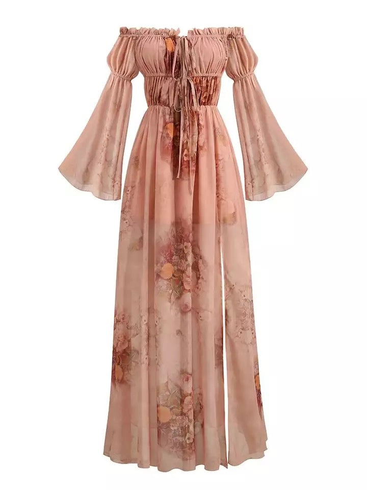 Elegantes Anneliese - Schulterfreies Maxikleid aus Chiffon