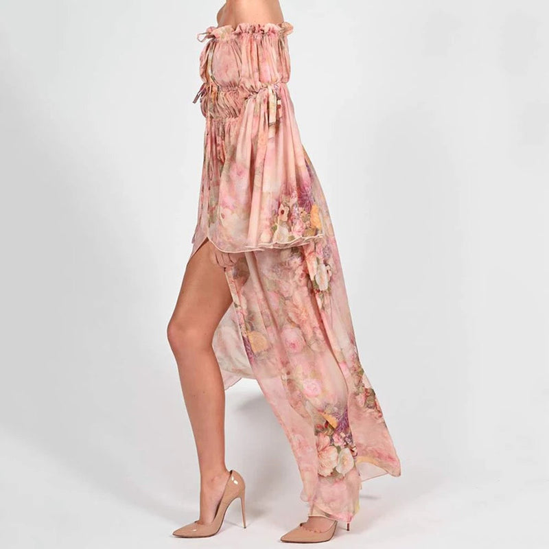 Elegantes Anneliese - Schulterfreies Maxikleid aus Chiffon