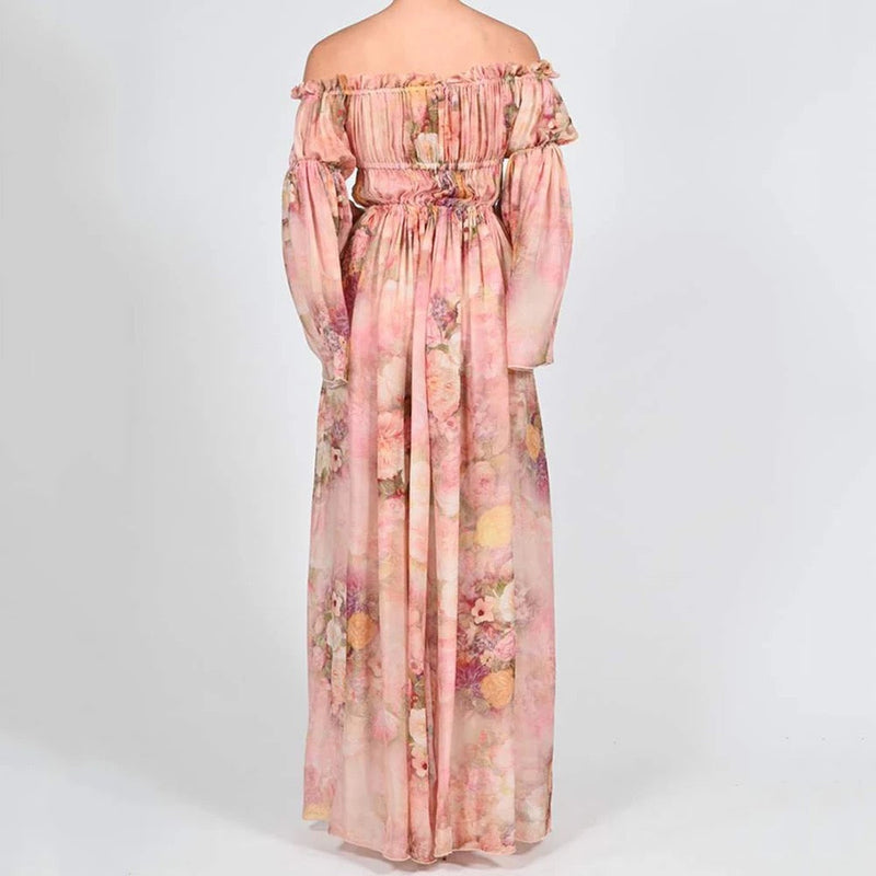 Elegantes Anneliese - Schulterfreies Maxikleid aus Chiffon