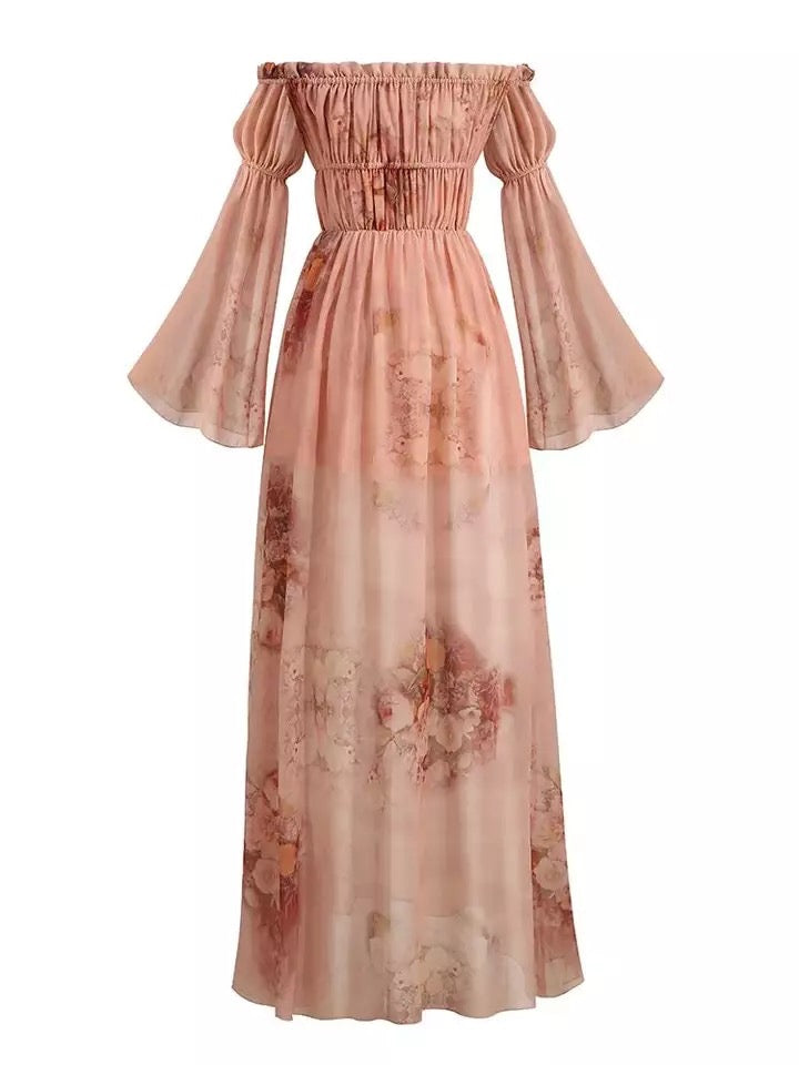 Elegantes Anneliese - Schulterfreies Maxikleid aus Chiffon