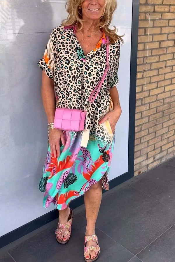 Warmes Freizeitkleid mit Leopardenmuster für dich und Spaß