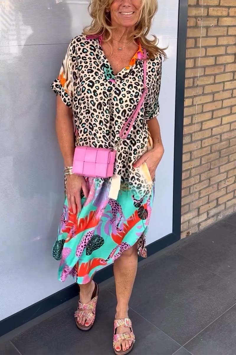 Warmes Freizeitkleid mit Leopardenmuster für dich und Spaß
