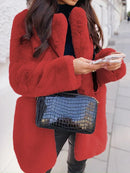 Kuschelig Warmer Teddy Damen Mantel Stilvoll Elegant Mantel