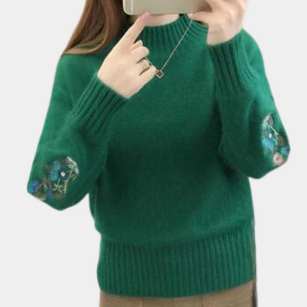 Kuscheliger Warmhalter Damenpullover Mit Blumenstickerei