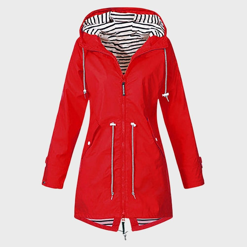 Lange Damen-Regenjacke mit Kapuze