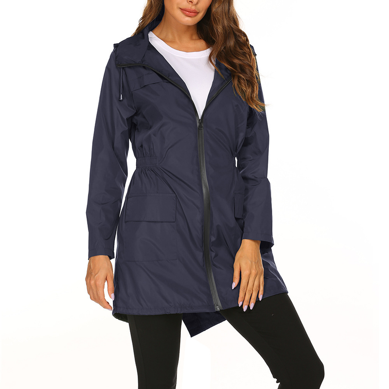 Lange Damen-Regenjacke mit Kapuze