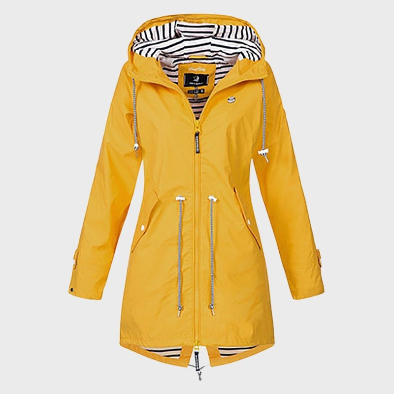 Lange Damen-Regenjacke mit Kapuze