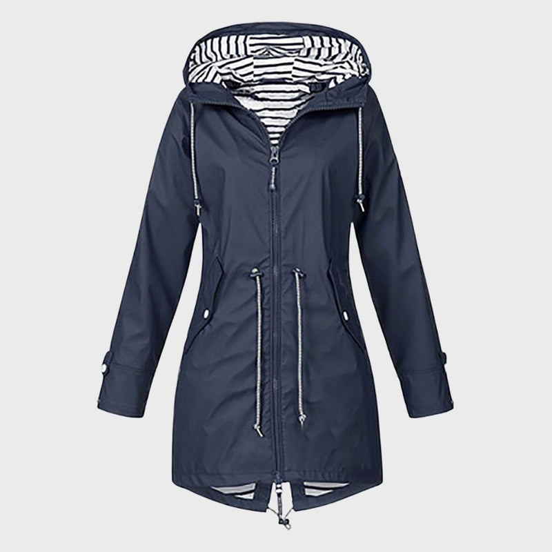 Lange Damen-Regenjacke mit Kapuze