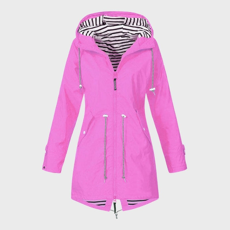 Lange Damen-Regenjacke mit Kapuze