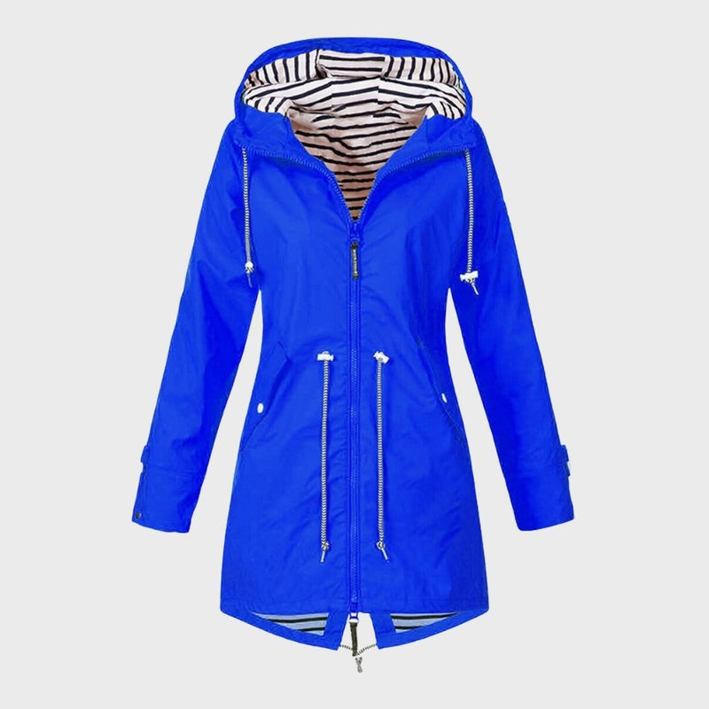 Lange Damen-Regenjacke mit Kapuze