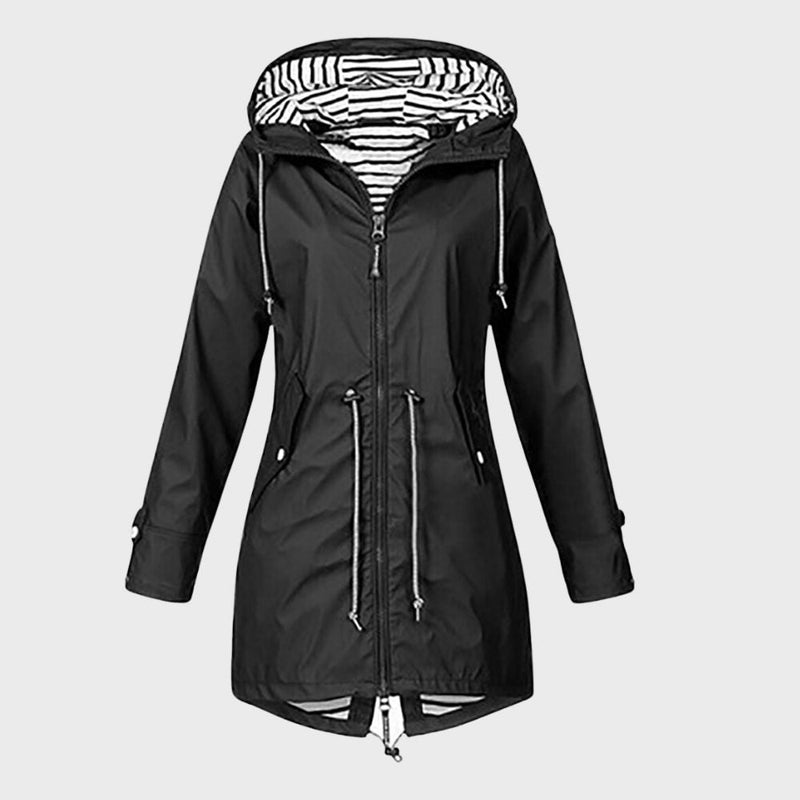 Lange Damen-Regenjacke mit Kapuze