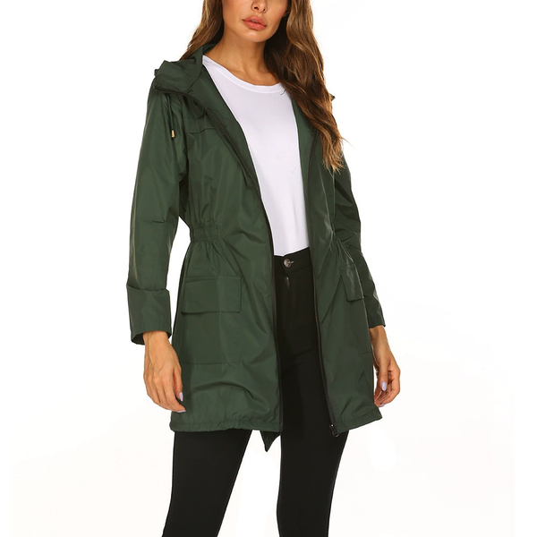 Lange Damen-Regenjacke mit Kapuze