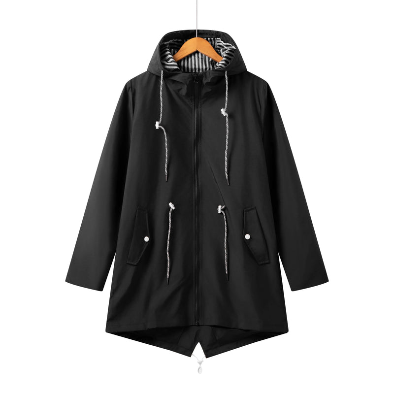 Lässiger Warmer Wasserdichter Trenchcoat Mit Kapuze Coat