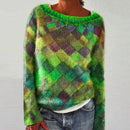 Lotta | Kuscheliger lockerer Pullover mit Rautenmuster