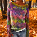 Lotta | Kuscheliger lockerer Pullover mit Rautenmuster