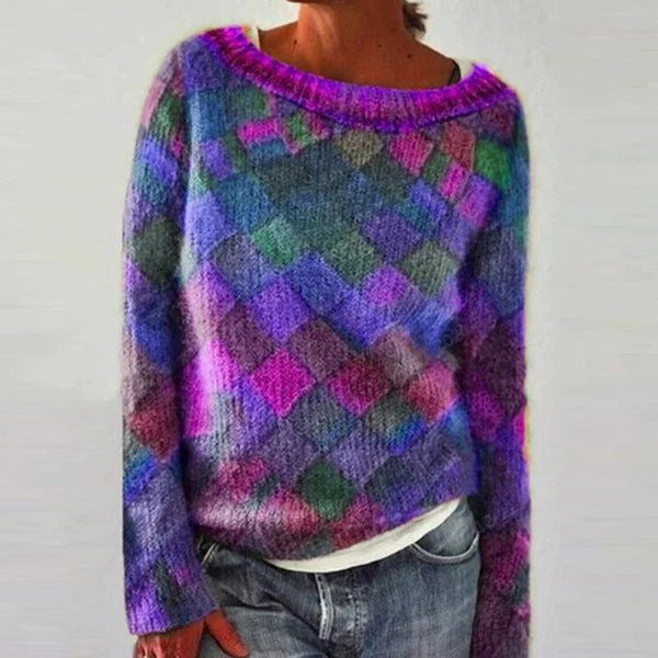 Lotta | Kuscheliger lockerer Pullover mit Rautenmuster