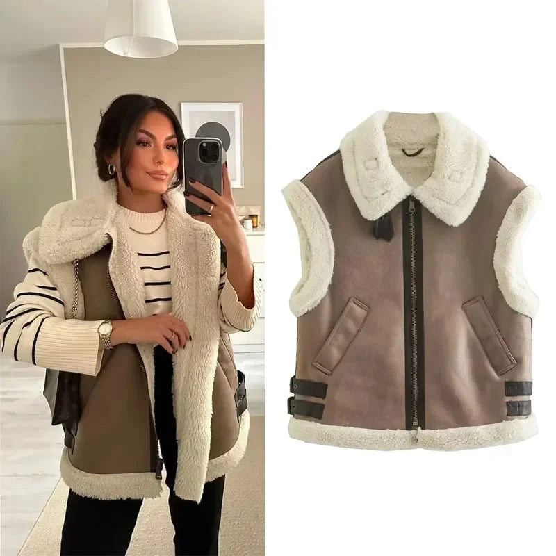 Luise - Elegante Damenweste für Herbst & Winter mit Kunstpelz