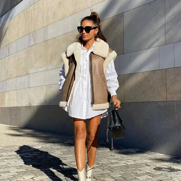 Luise - Elegante Damenweste für Herbst & Winter mit Kunstpelz