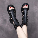 Leichtes, Bequemes Stiefel in Wadenlänge mit Riemen