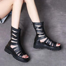 Leichtes, Bequemes Stiefel in Wadenlänge mit Riemen