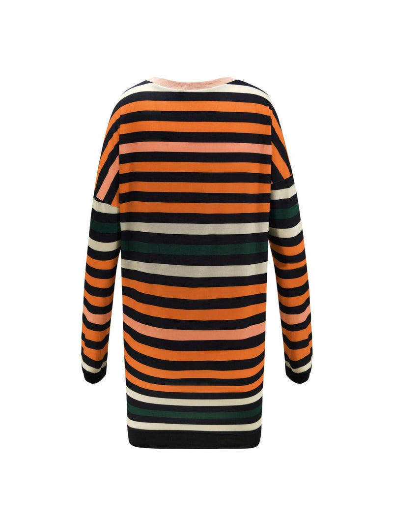 Weiches Rundhals Gestreiftes Lockeres Kleid für dich Spaß