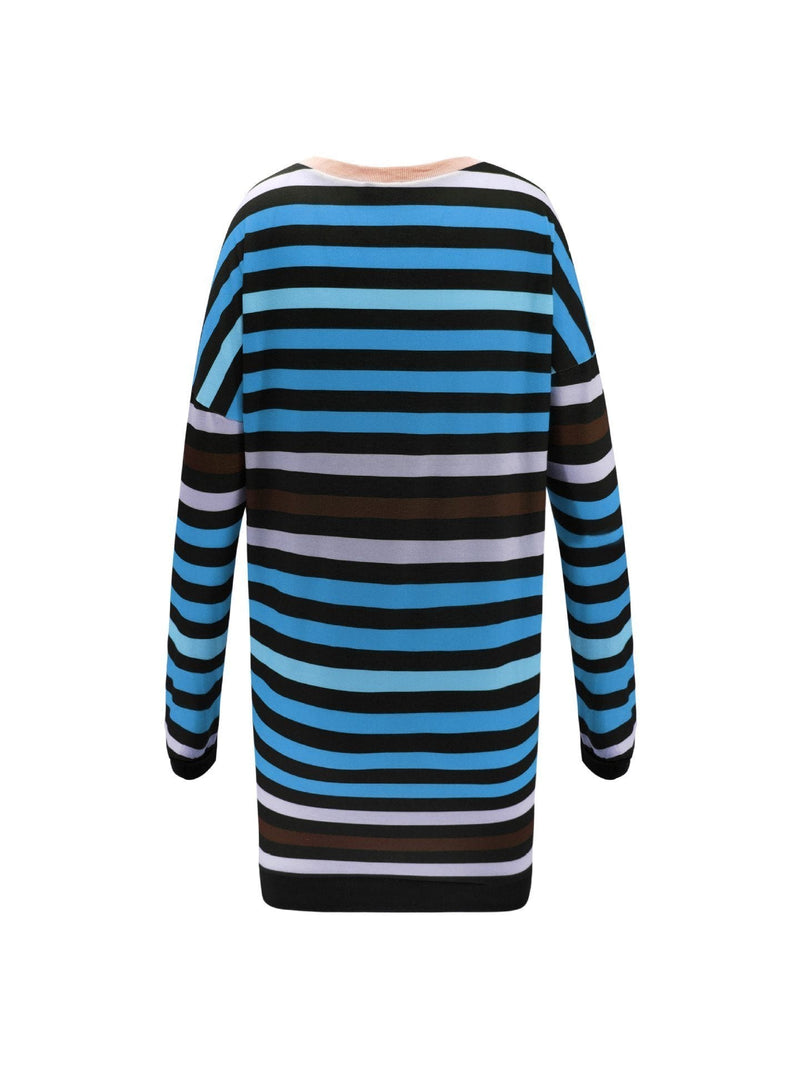 Weiches Rundhals Gestreiftes Lockeres Kleid für dich Spaß