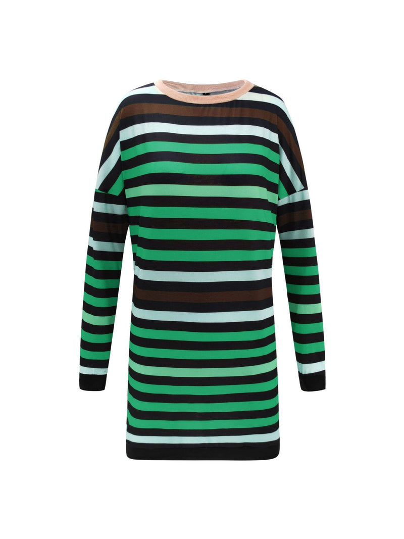Weiches Rundhals Gestreiftes Lockeres Kleid für dich Spaß