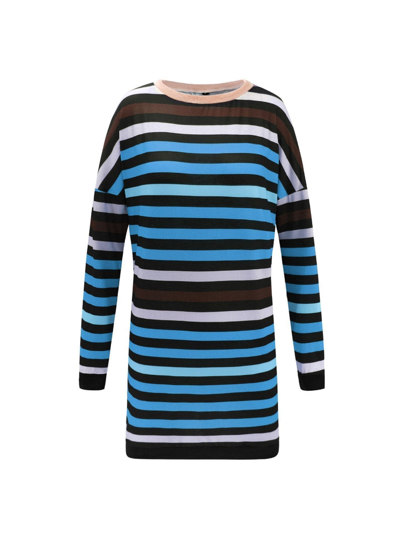 Weiches Rundhals Gestreiftes Lockeres Kleid für dich Spaß