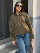 Stylische Damen-Übergangsjacke in Grün