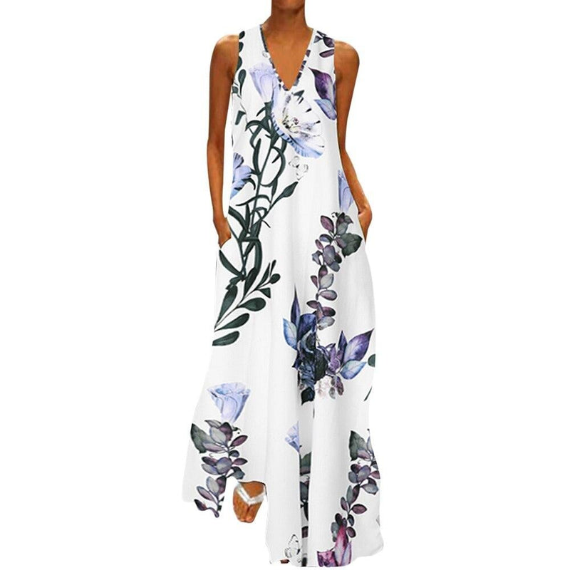 Elegantes Maxikleid mit großen Blumenmuster für jede Feier