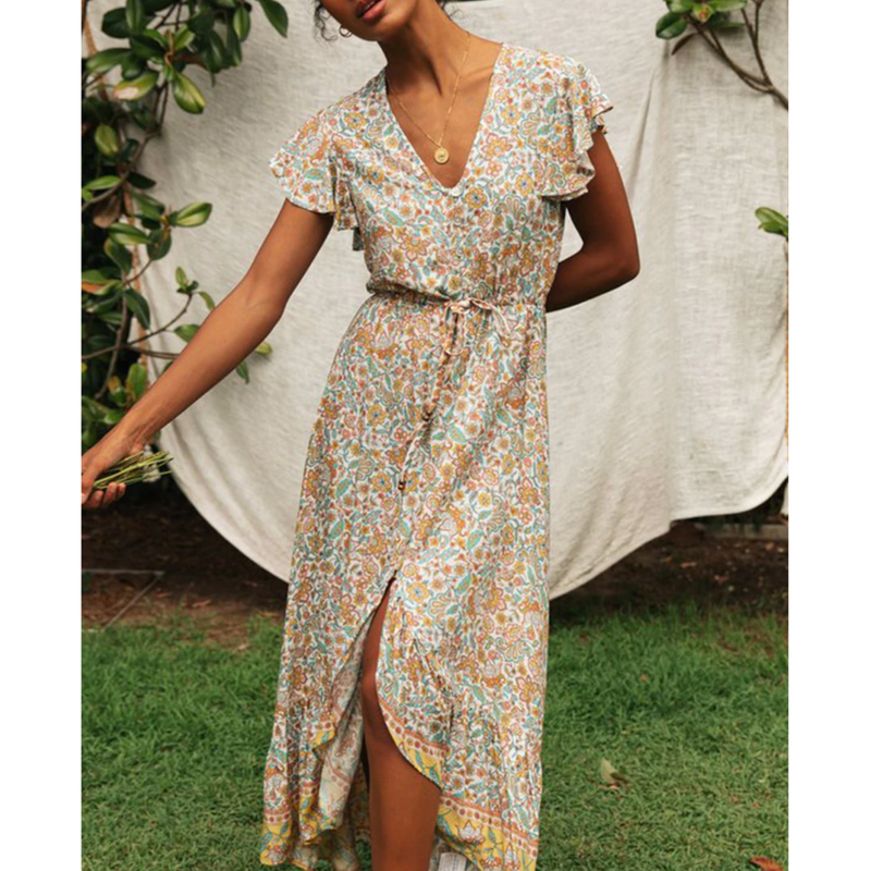 Elegantes Blumenmuster Maxikleid für warme Tage