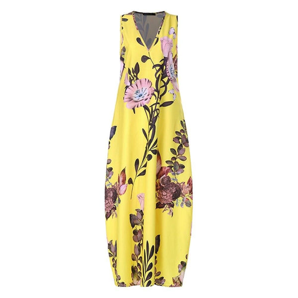 Elegantes Maxikleid mit großen Blumenmuster für jede Feier