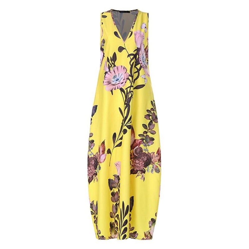 Buntes Kleid Mit Großen Blumen Für Den Sommer Spaß