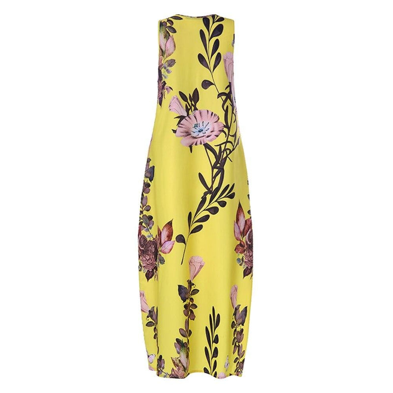 Buntes Kleid Mit Großen Blumen Für Den Sommer Spaß