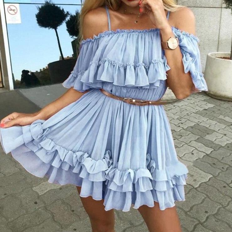 Weiches Kleid mit vielen Rüschen für dich im Sommer