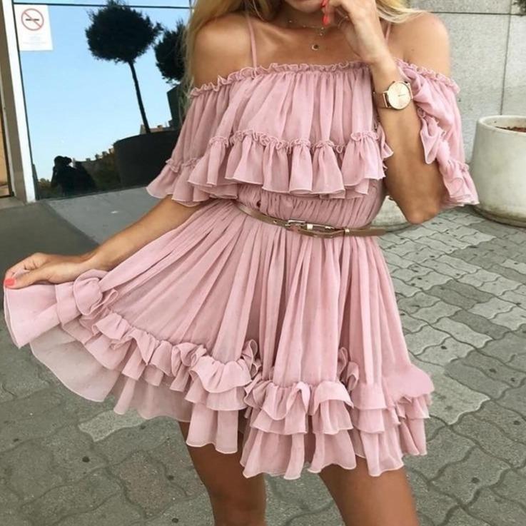 Weiches Kleid mit vielen Rüschen für dich im Sommer