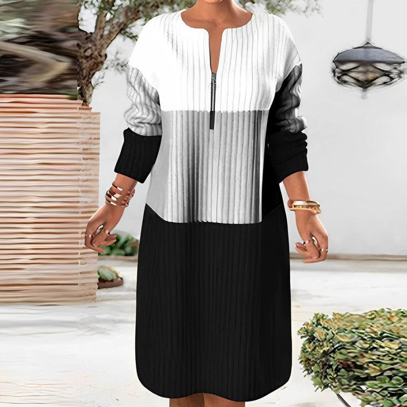 Bequemes Lässiges Herbst Kleid mit Reißverschluss für dich