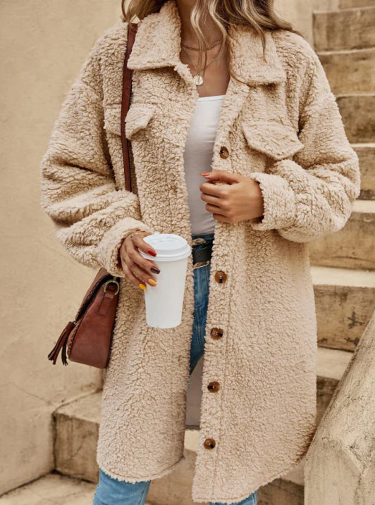Übergroß Flauschig Warmer Weicher Teddy Damen Warm Mantel