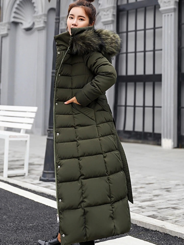Wärmer Weicher Bequemer Eleganter Langer Puffer Mantel