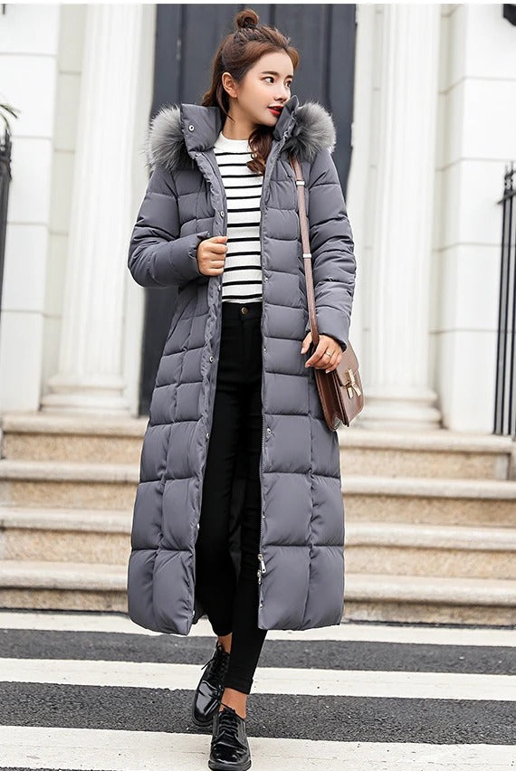 Wärmer Weicher Bequemer Eleganter Langer Puffer Mantel