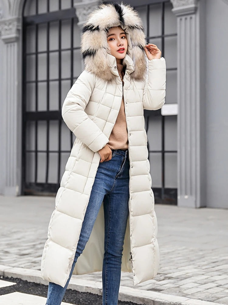 Wärmer Weicher Bequemer Eleganter Langer Puffer Mantel